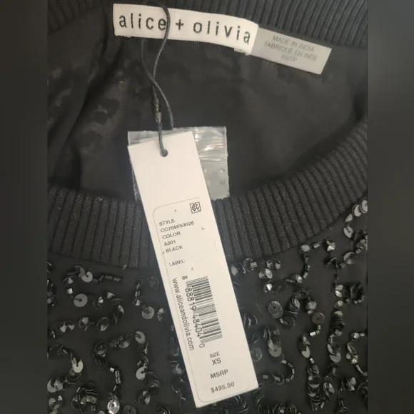 Alice+Olivia Sequin Long Sleeve Sweatshirt SZ XS NWT - Picture 3 of 5